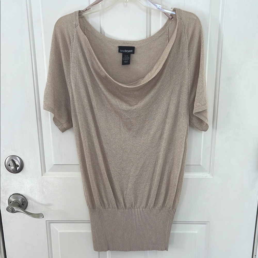 Lane Bryant Tan Short Sleeve Top